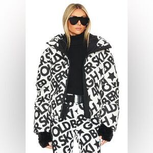 Goldbergh Carter Jacket White Black Logo Starski Porter Jacket Worn Once US 8